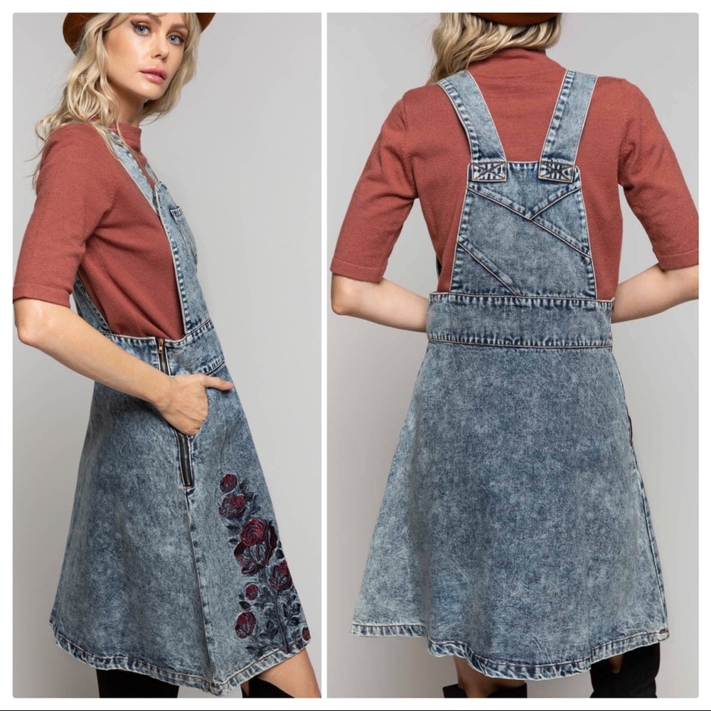 POL Vintage 80's Stone Washed Coverall Denim Dress - Picture 2 of 10